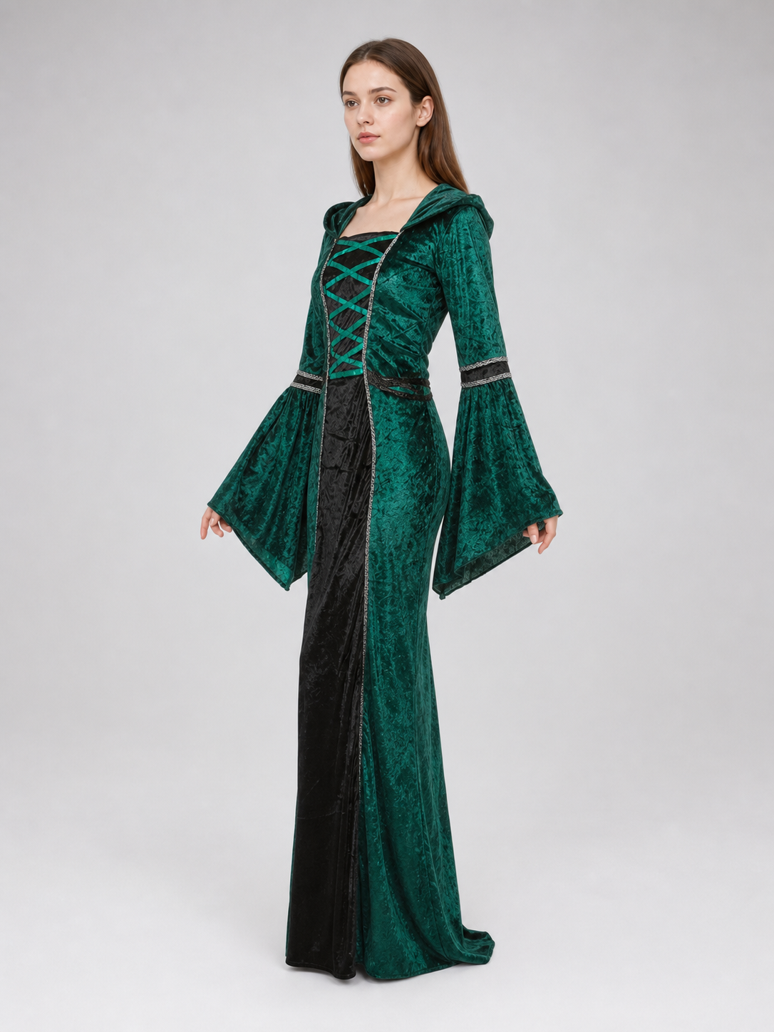 Gothic-Style Hooded Costume Dress