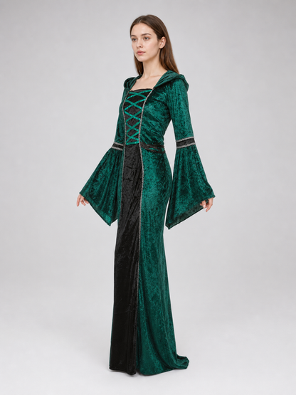 Gothic-Style Hooded Costume Dress