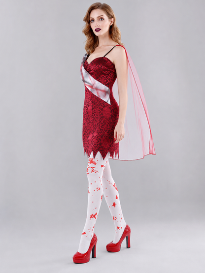 Costume with Dress, Sheer Cape, and Ribbon side view