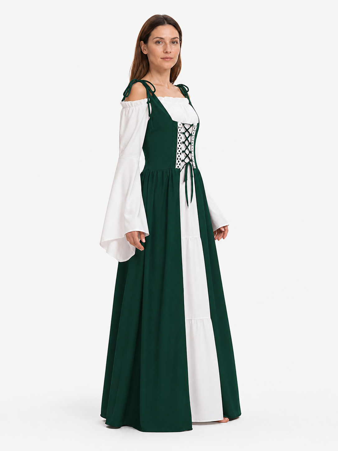Royal Long Dress, Wide Sleeves, Lace-Up, S–3XL side view