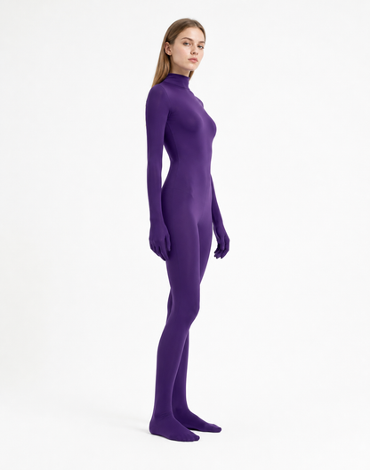Form-Fitting Jumpsuit with Covered Hands and Feet side view