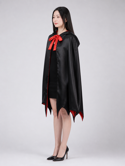 Hooded Vampire Cloak Cape, Red and Black