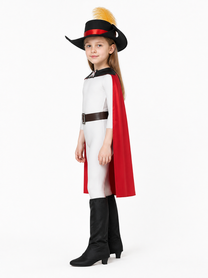 Red Carnival Costume with Cape and Hat side view