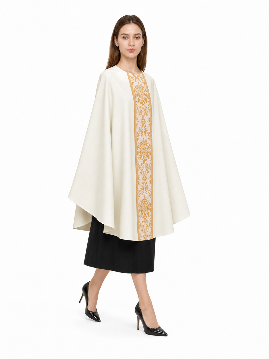 Ceremonial Ivory Cloak with Gold Ornament