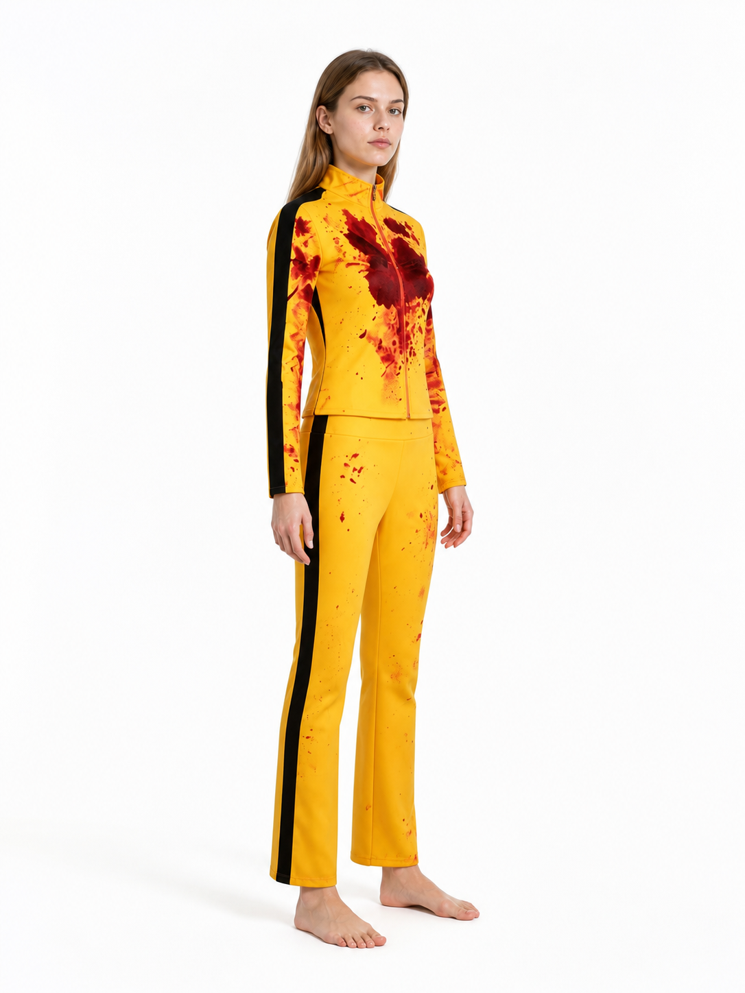Tracksuit with Red Spots and Black Stripes side view