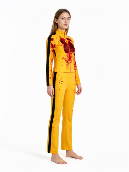 Tracksuit with Red Spots and Black Stripes side view