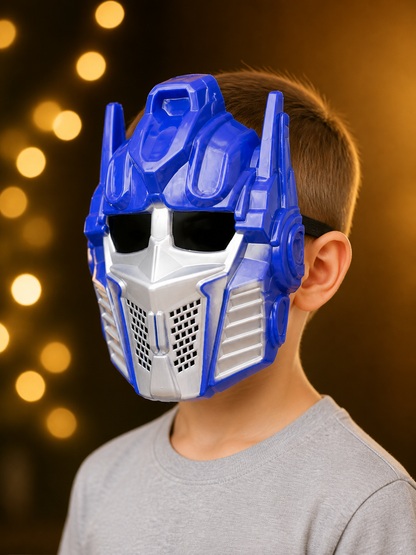 Robot-Style Carnival Mask, Blue, White, and Black