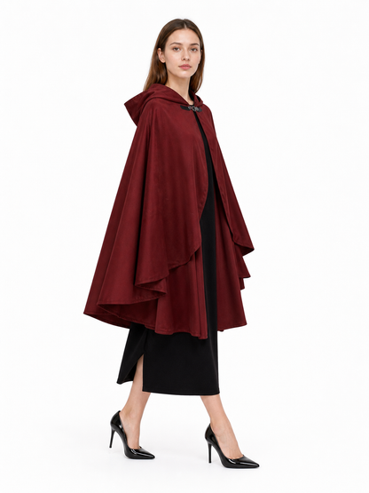 Burgundy Hooded Costume Cloak for Cosplay