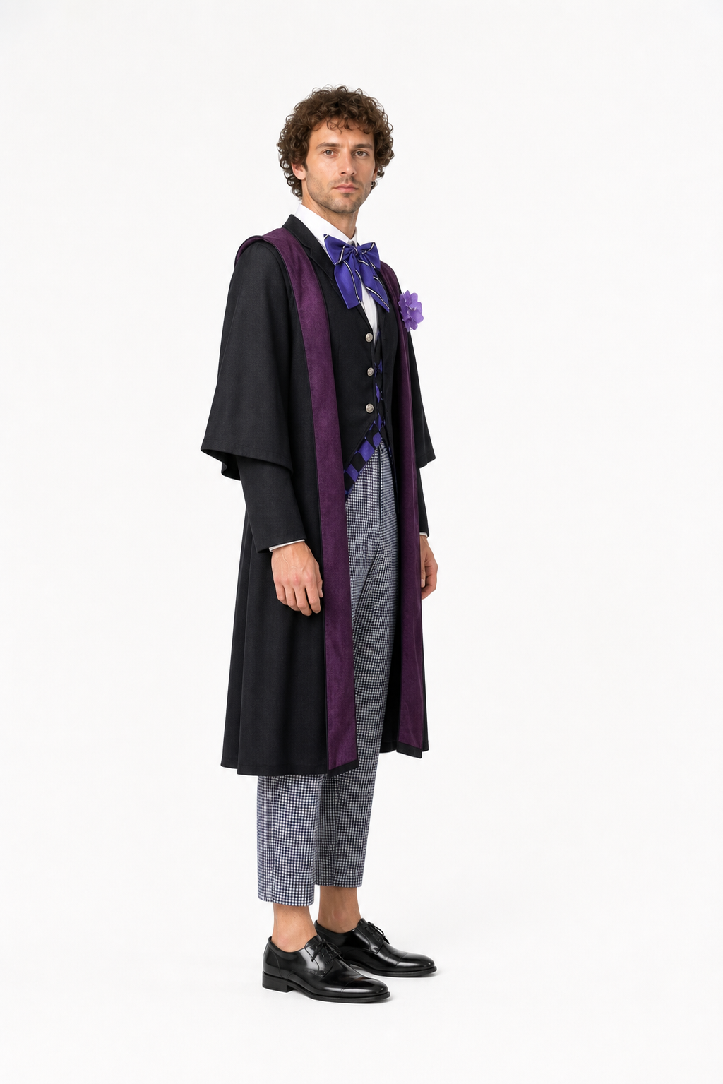 Layered Three-Piece Suit with Vest and Bow Tie side view