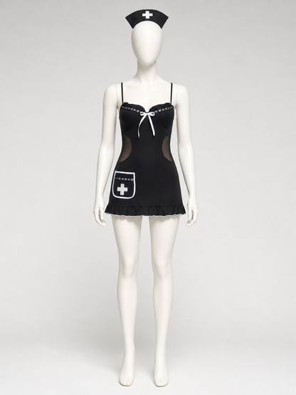 Medical Uniform: Black Dress with White Trim