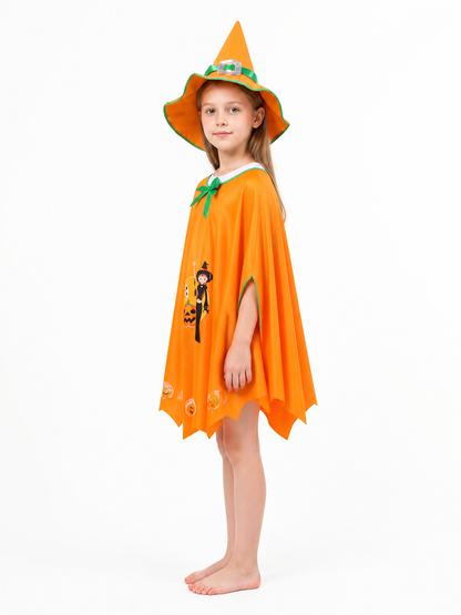 Carnival Costume with Cape and Pointed Hat side view