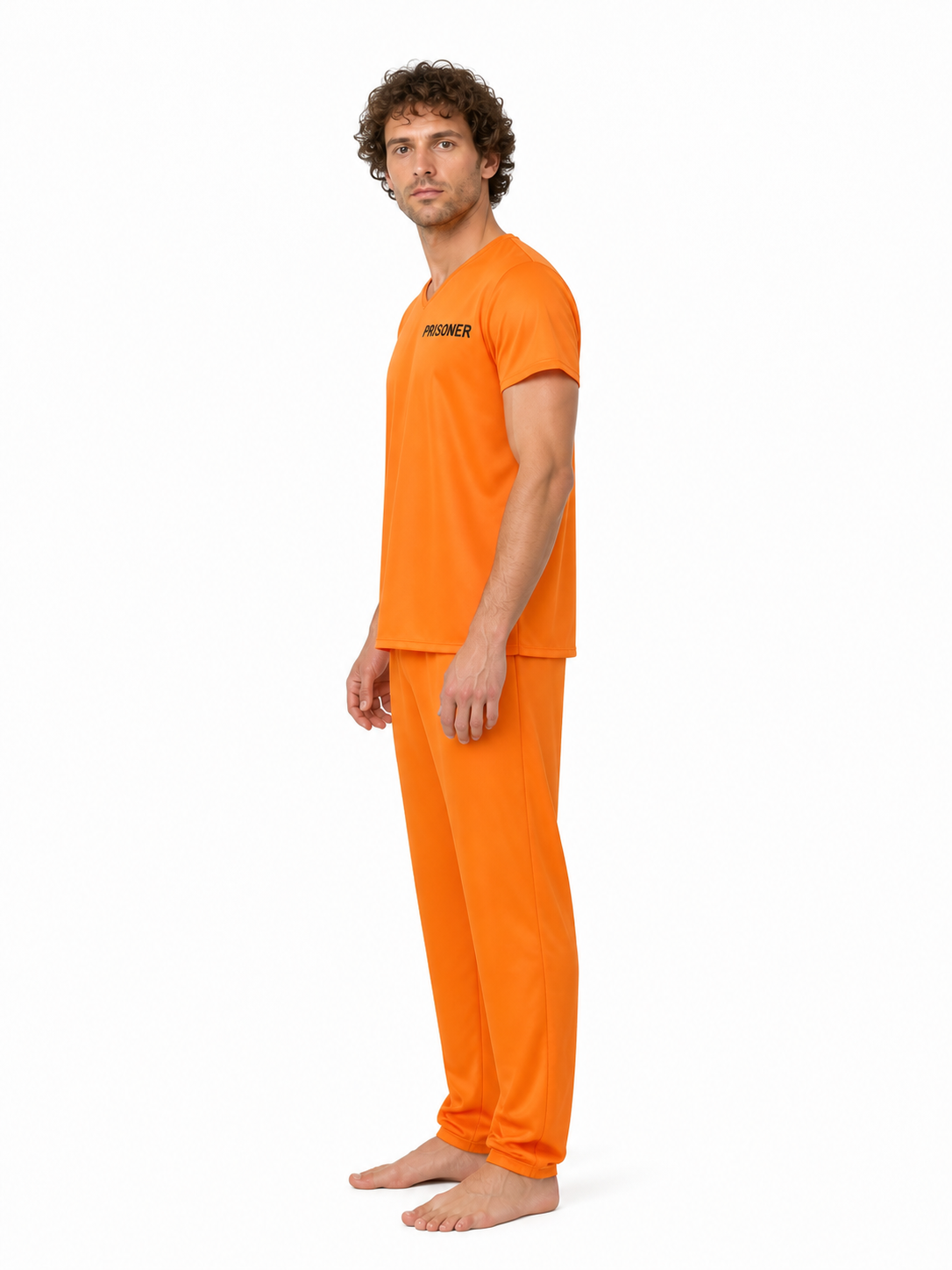 Carnival Costume: Prison Uniform, T-Shirt and Pants side view
