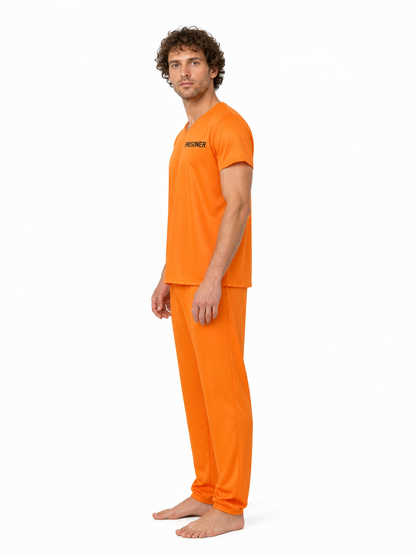 Carnival Costume: Prison Uniform, T-Shirt and Pants side view
