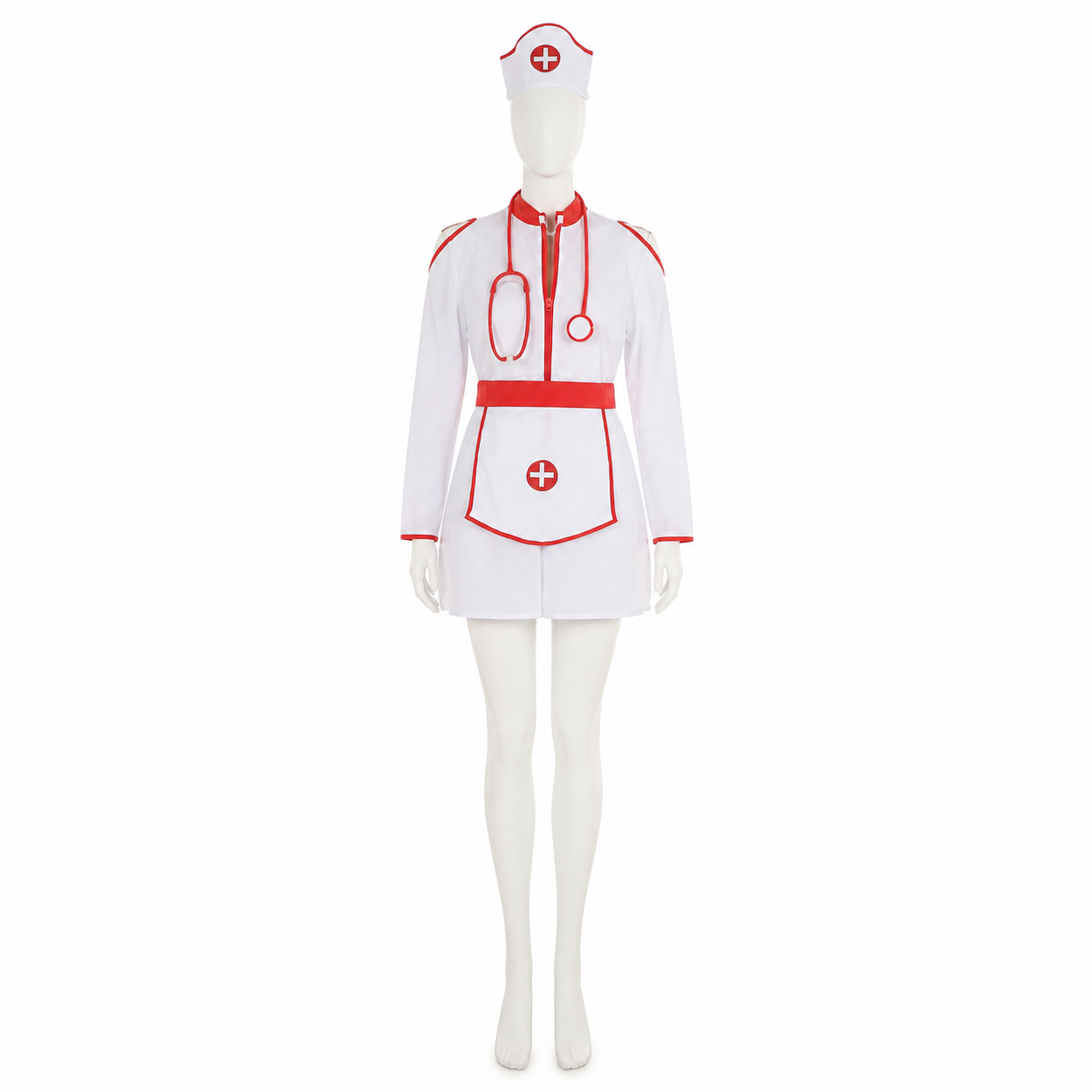 White Medical Costume with Red Trim side view