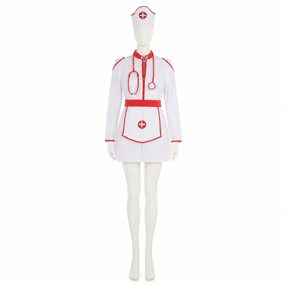 White Medical Costume with Red Trim side view