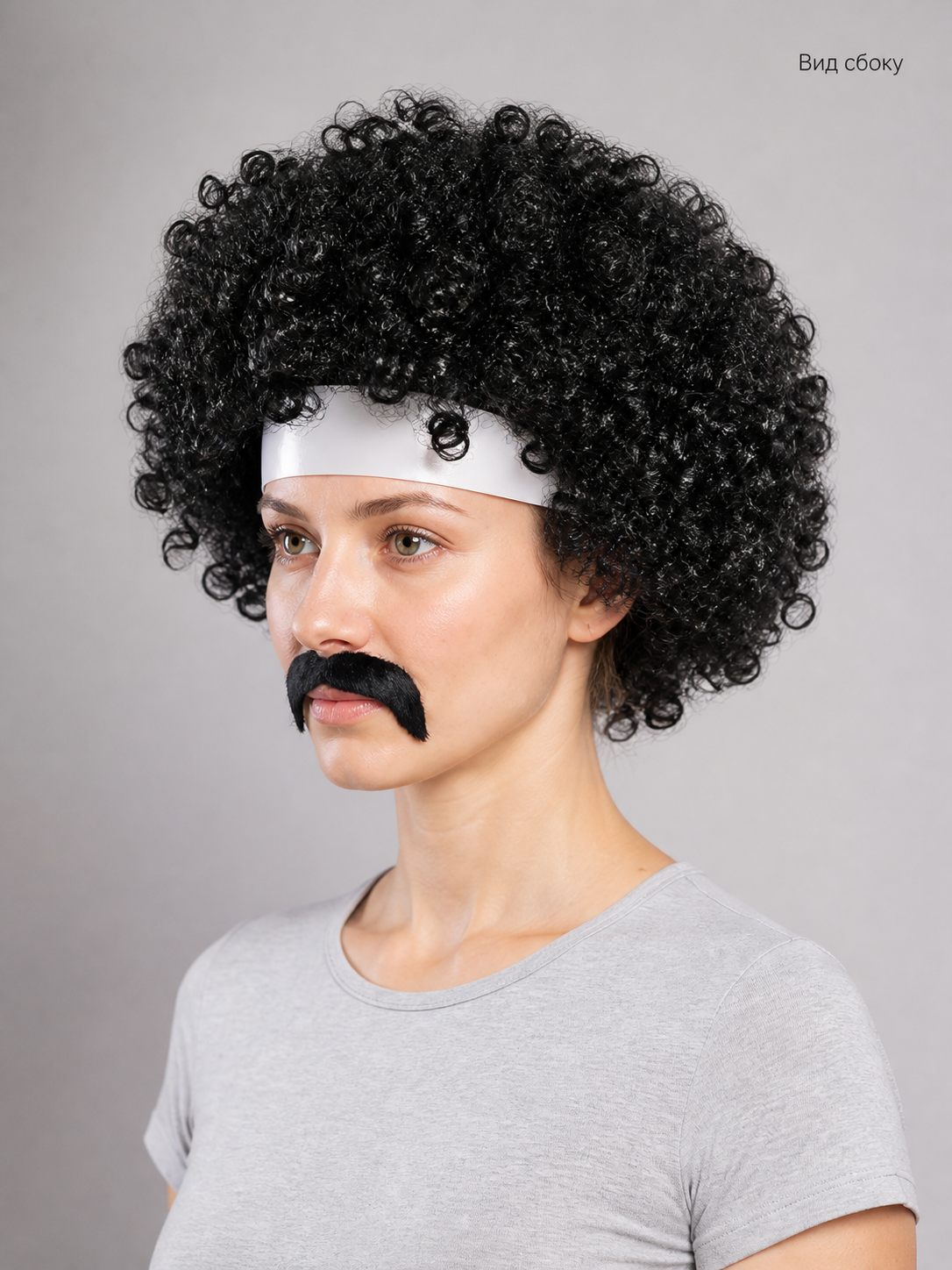 Black Curly Voluminous Carnival Wig side view