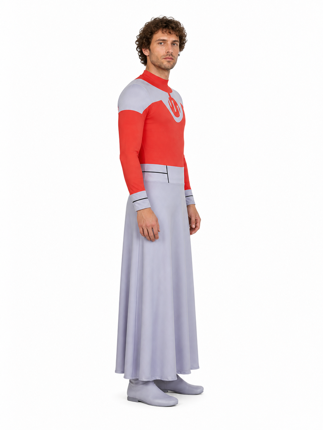 Thragg Cosplay Jumpsuit in Red and Gray with Emblem