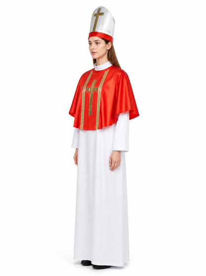 Priest Costume with Red Cape and Hat