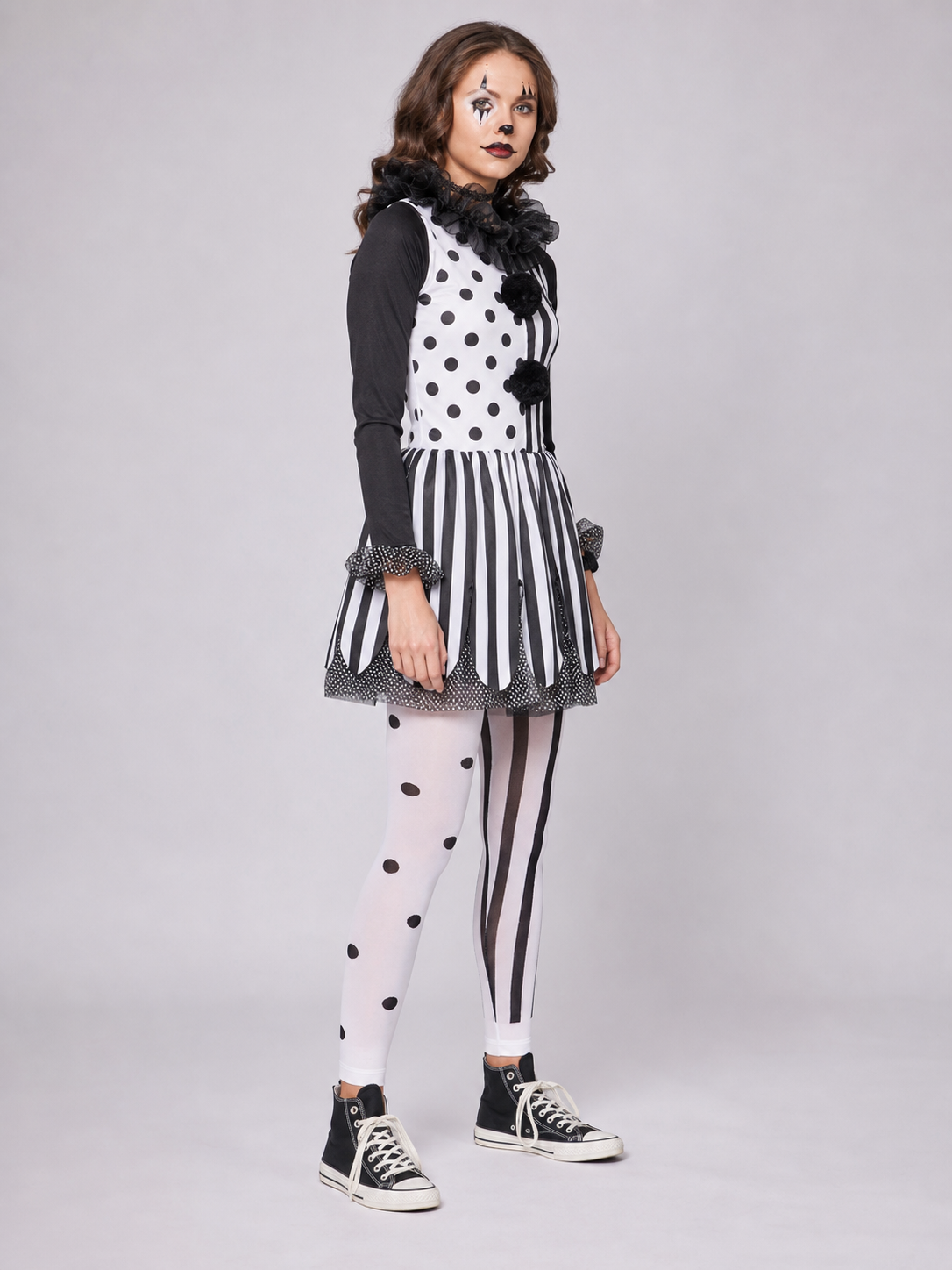 Halloween Clown Costume, Black-and-White Dress