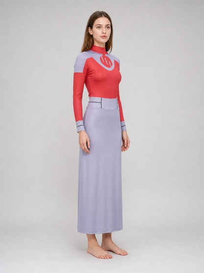 Cosplay Costume: Red Turtleneck and Long Skirt