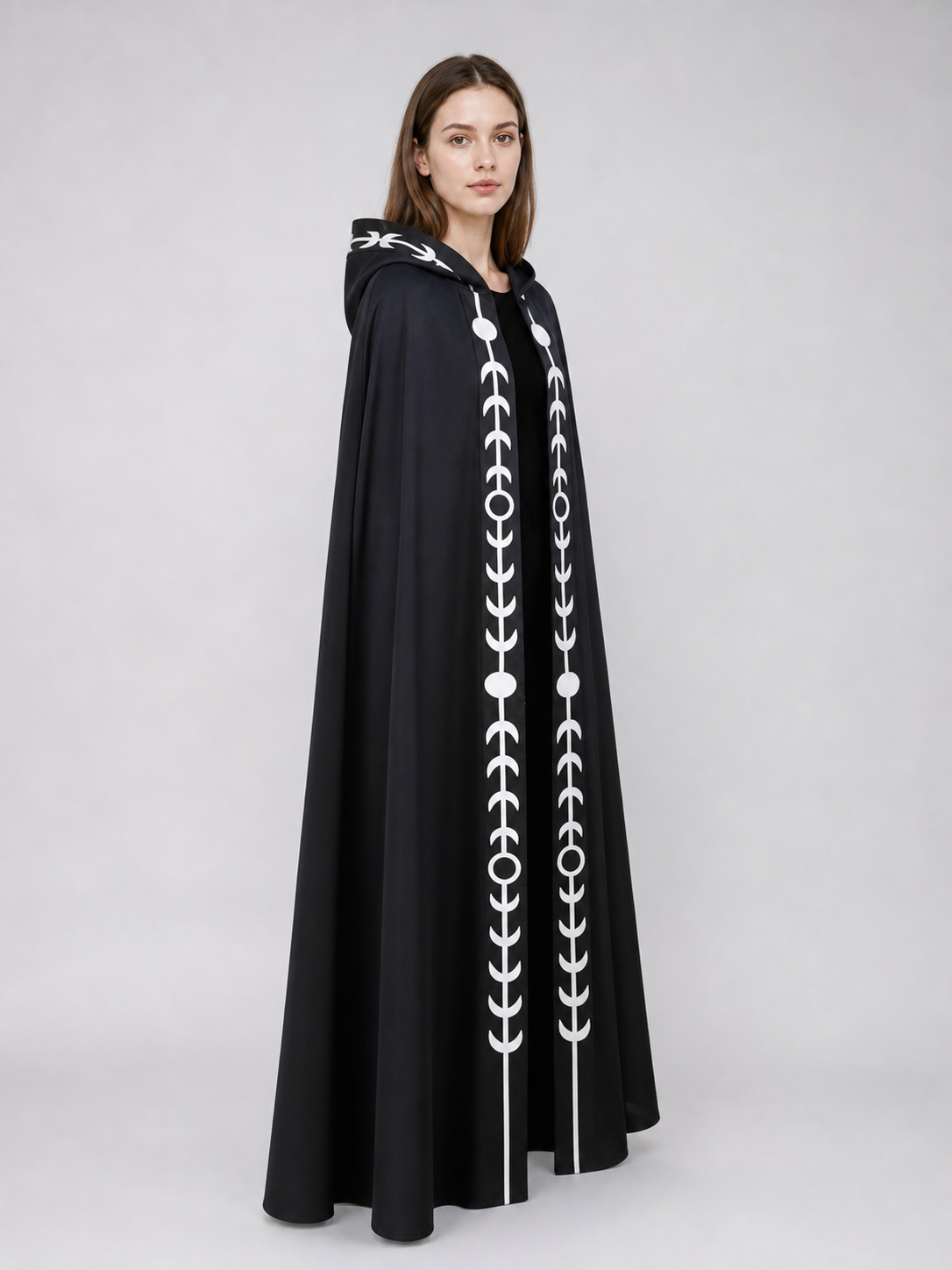 Black Hooded Cape, Medieval Style