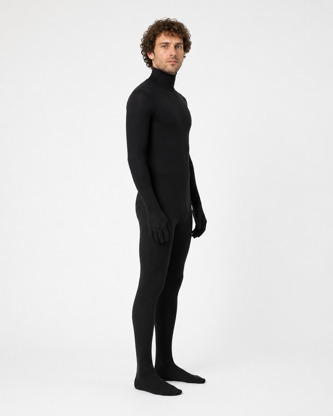 Black Hooded Jumpsuit for Stage Performances side view