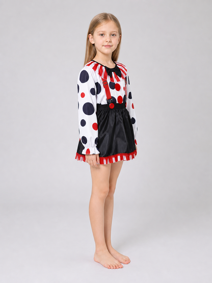 Children's Clown Costume with Skirt and Hat for Stage Performances