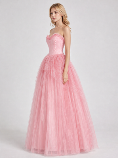 Glinda Cosplay Costume: Pink Dress with Belt side view