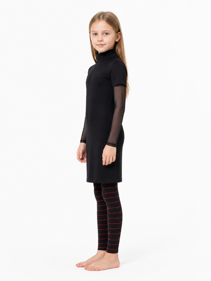 Vampire Costume with Dress and Striped Pants side view