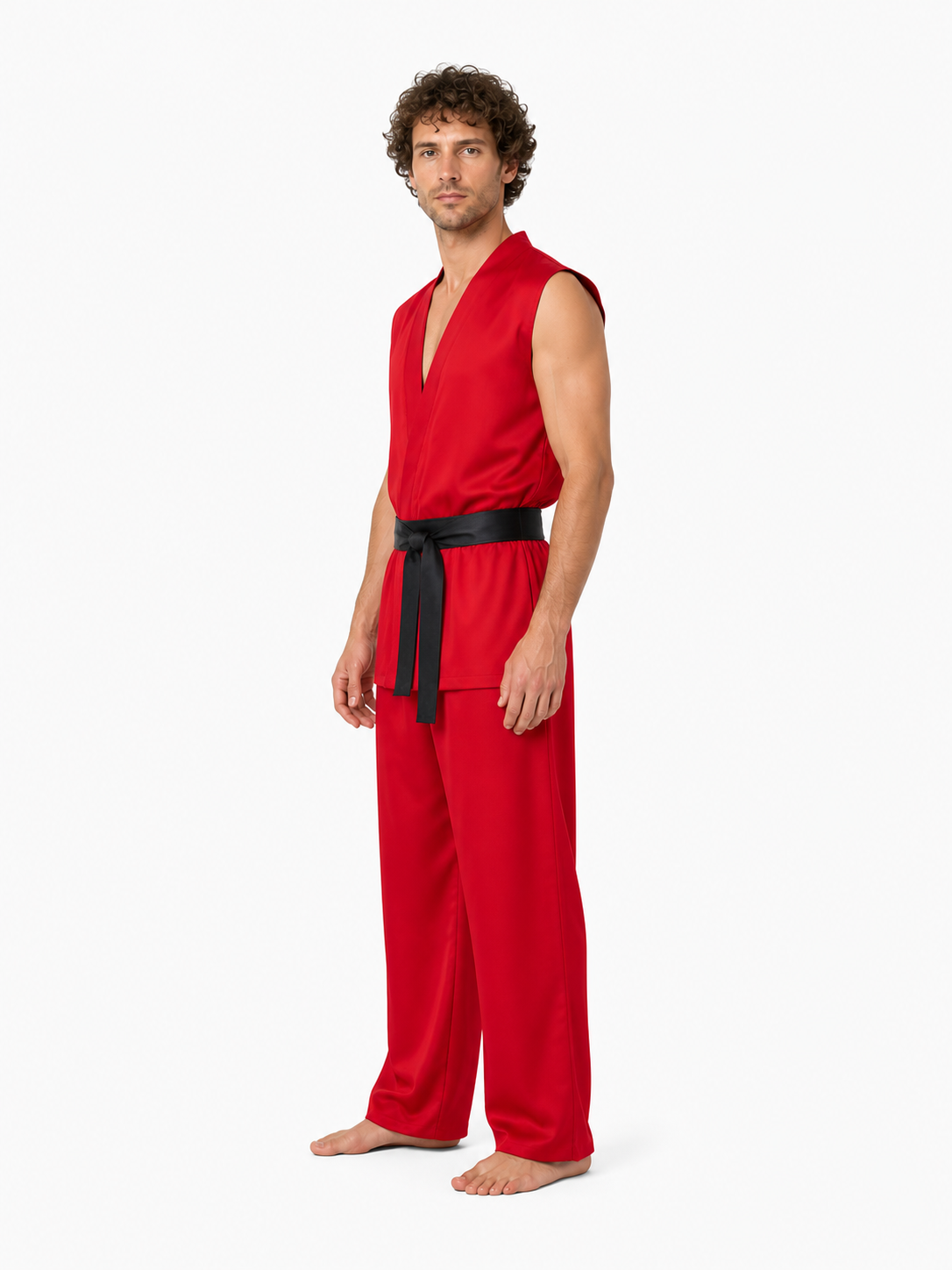 Ken Cosplay Costume: Red Set with Belt side view