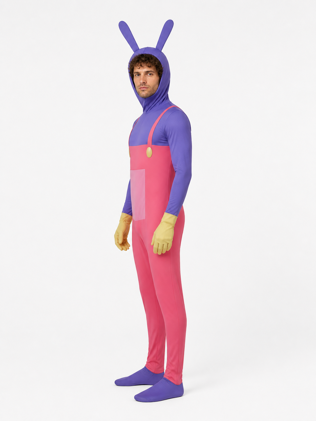 Pomni Purple and Pink Hooded Cosplay Jumpsuit side view