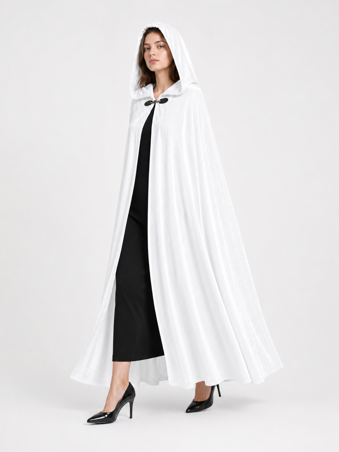 Long White Hooded Carnival Cloak