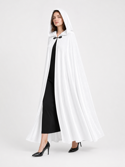 Long White Hooded Carnival Cloak