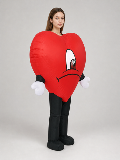 Red Heart Plush Toy with a Sad Face