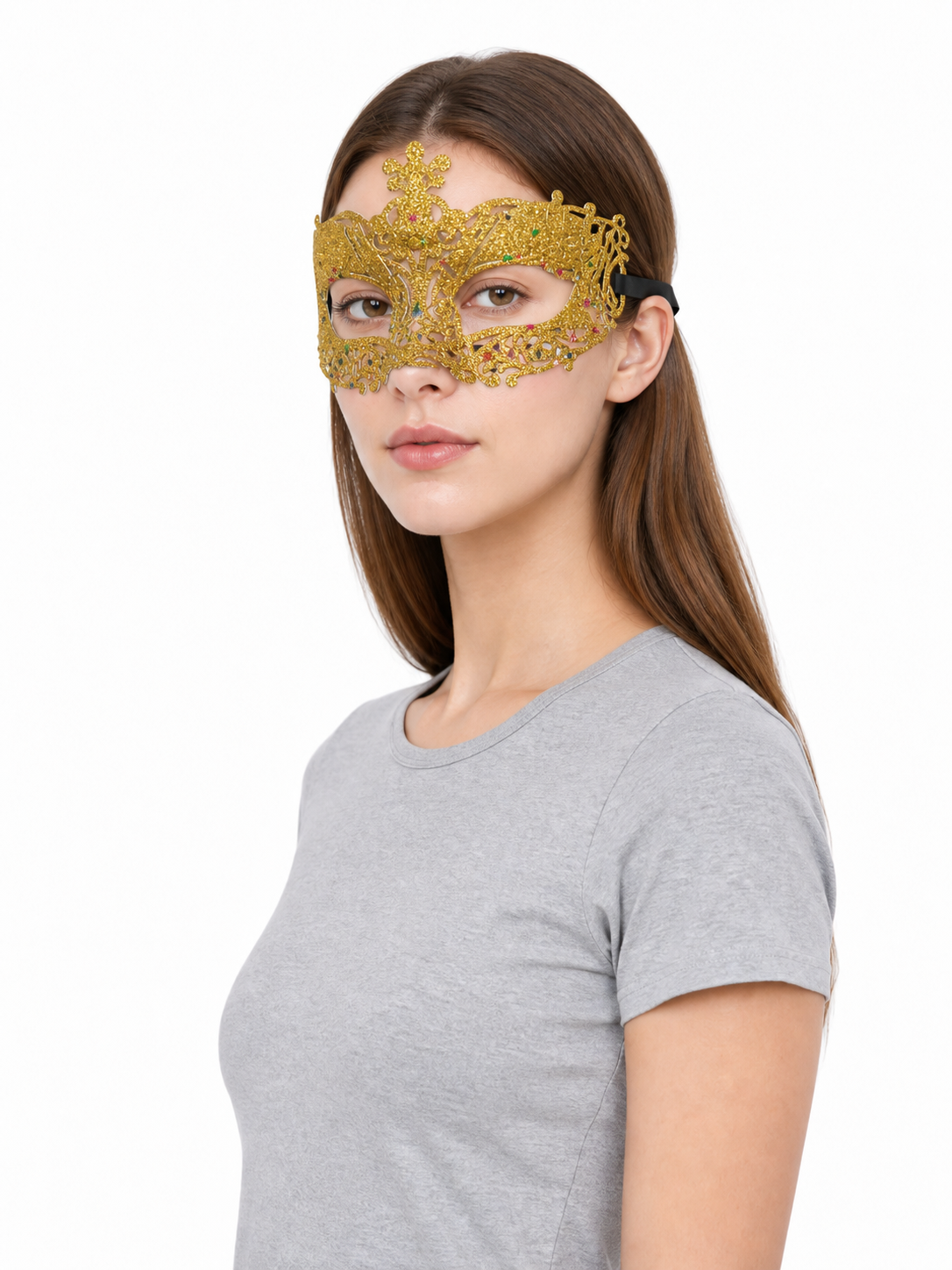 Masquerade Eye Mask with Gold Glitter