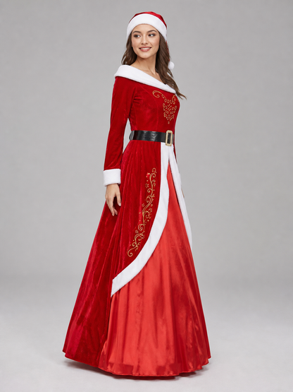 Red and White Christmas Character Costume with Hat