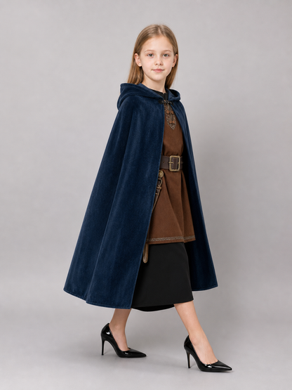 Blue Hooded Costume Cloak for Cosplay