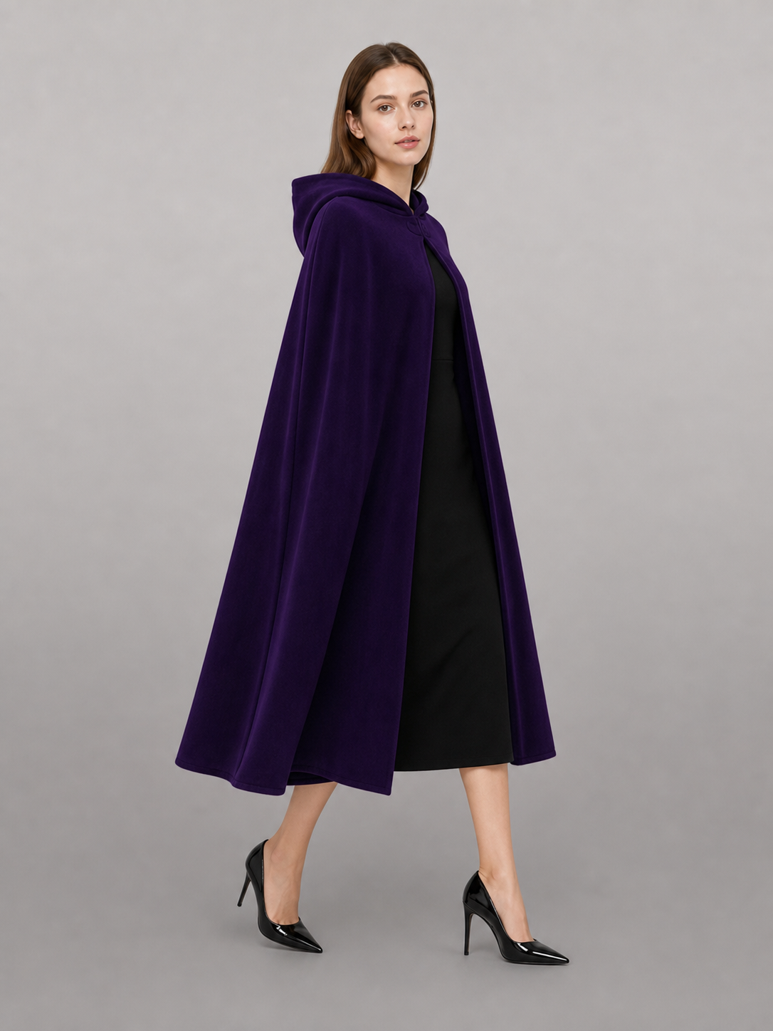 Purple Hooded Costume Cloak