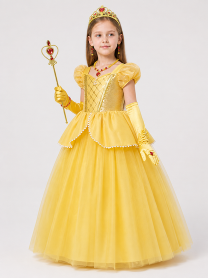 Princess Costume in a Yellow Dress for Halloween