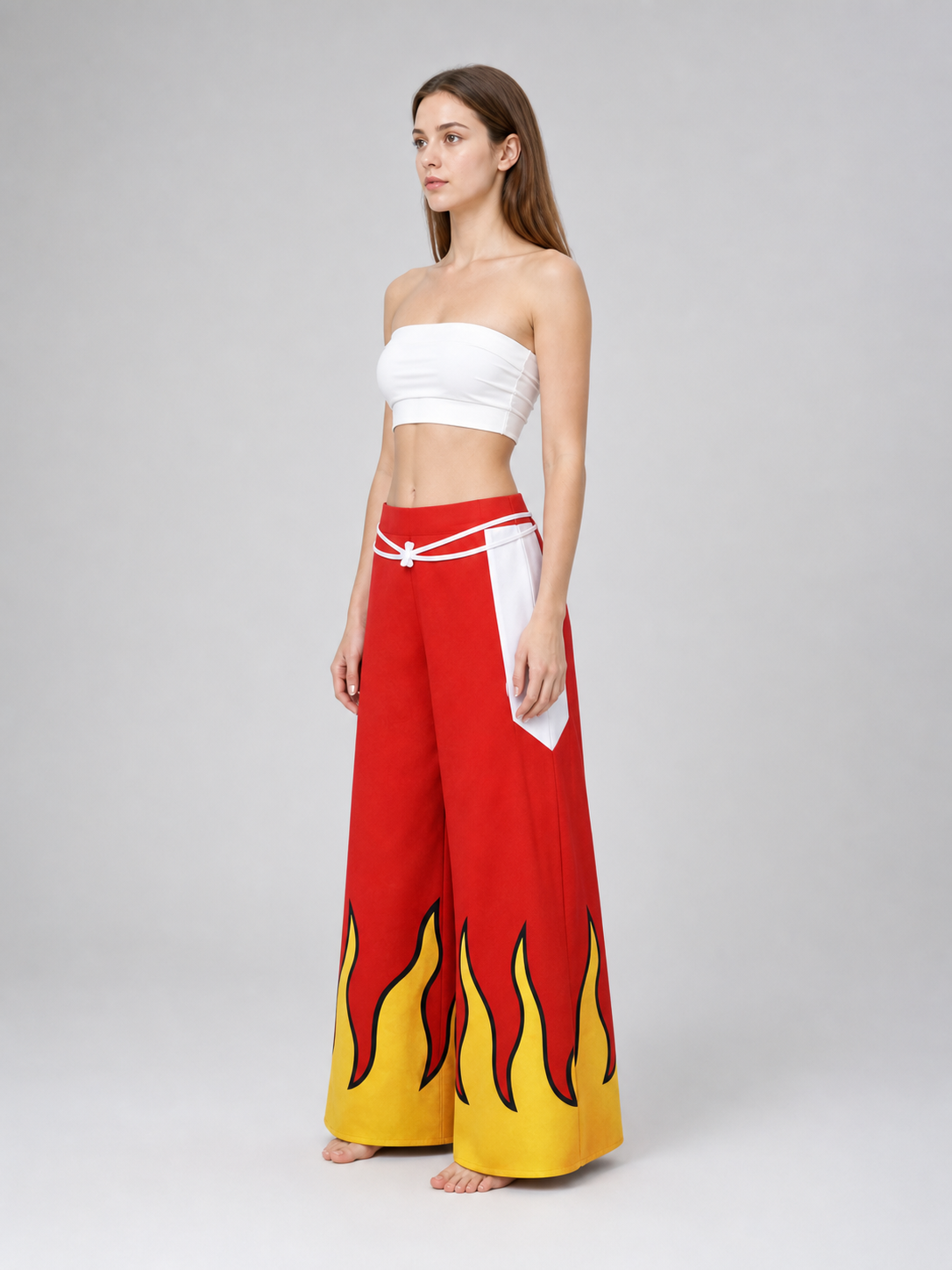 Erza cosplay costume from Fairy Tail with wide-leg pants