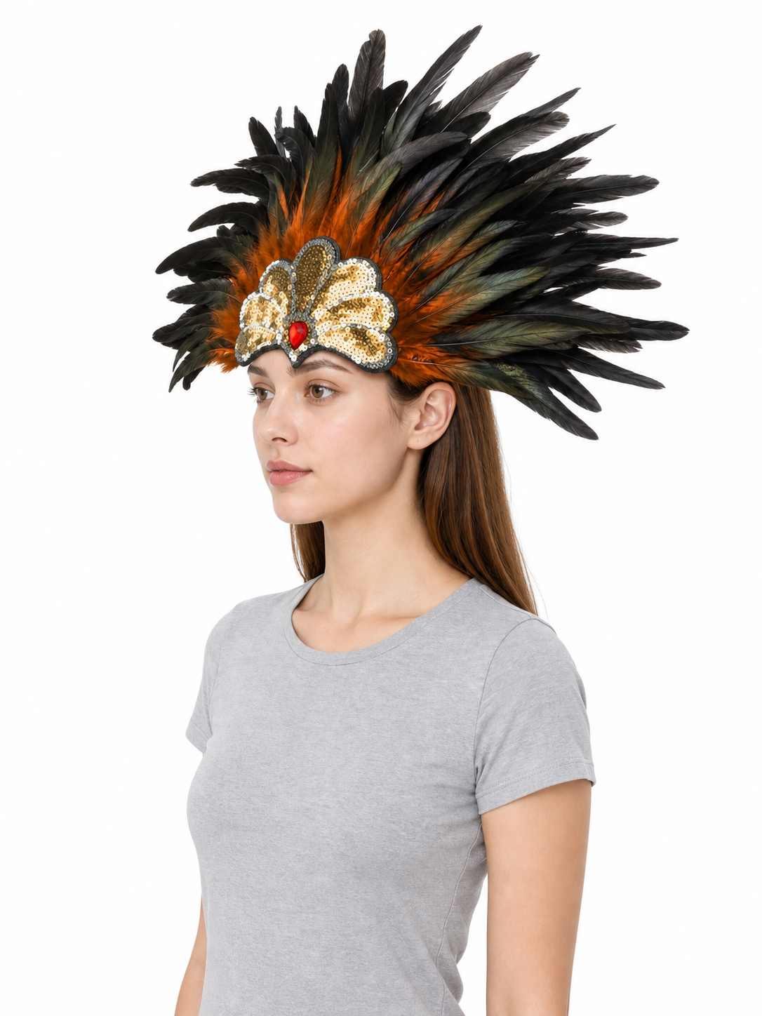Carnival Feather and Bead Headpiece