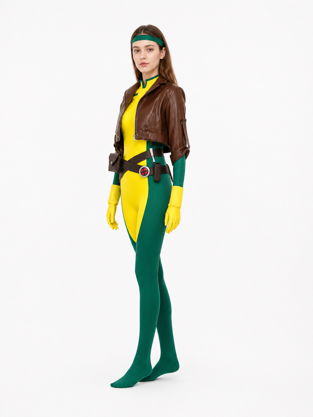 Rogue X-Men Cosplay Costume with Accessories side view