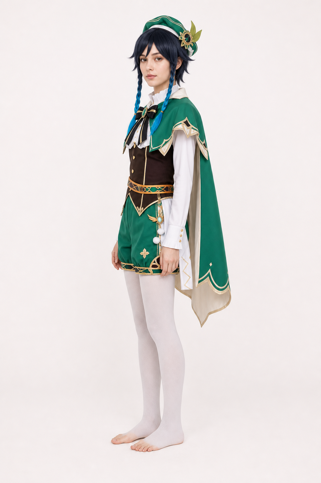 Venti Cosplay Costume with Wig and Cape side view