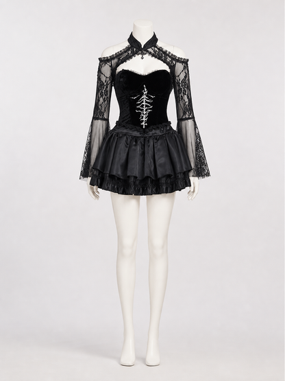 Gothic Lace Halloween Cosplay Dress side view