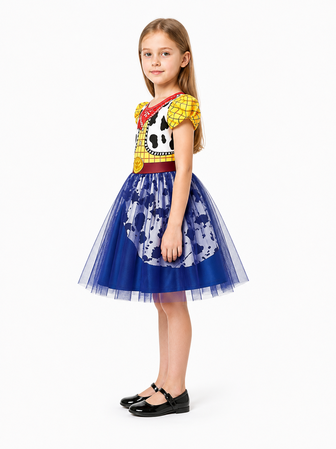 Girls’ Halloween Dress with Cowboy Belt and Bandana side view