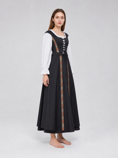 Historical Costume with Lacing and Colorful Trim