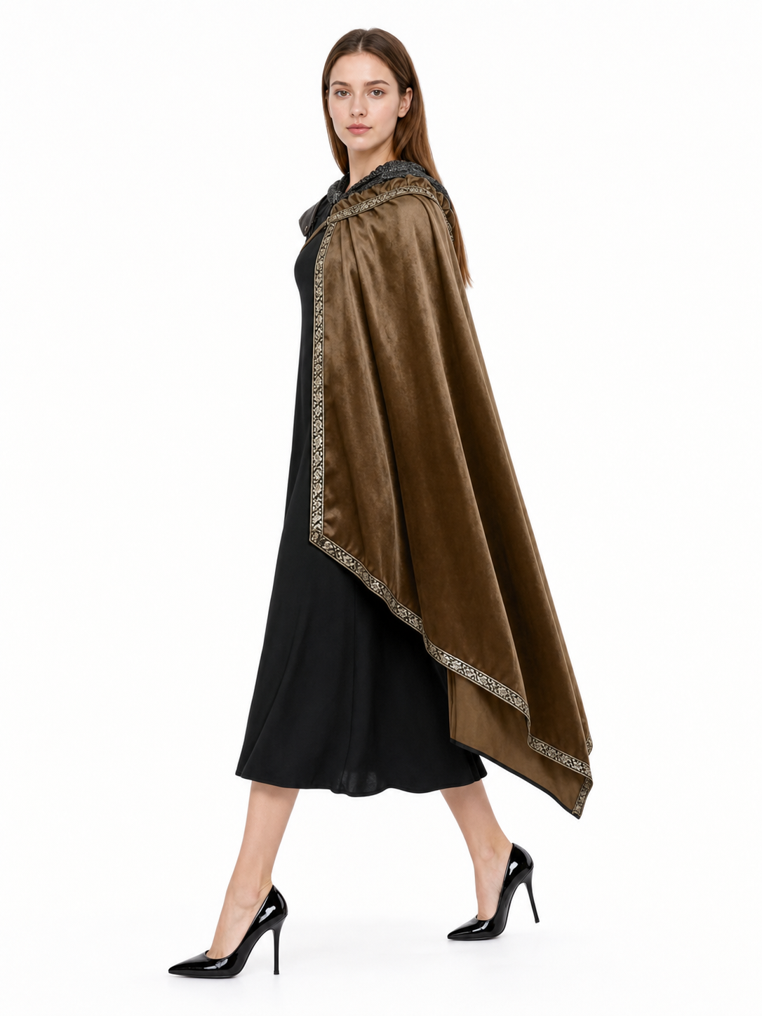 Brown Asymmetrical Carnival Cape