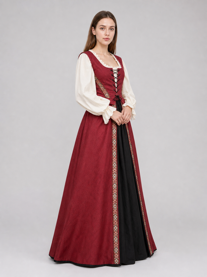 Renaissance-Style Dress with a Square Neckline