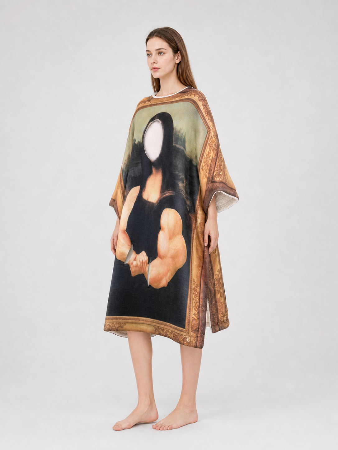 Art-style shoes with a Mona Lisa print