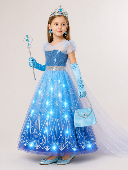Princess Costume with a Light-Up Blue Dress side view